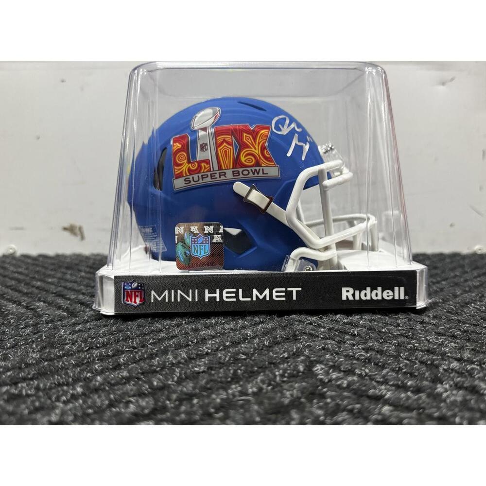 Drake Maye signed Super Bowl mini helmet